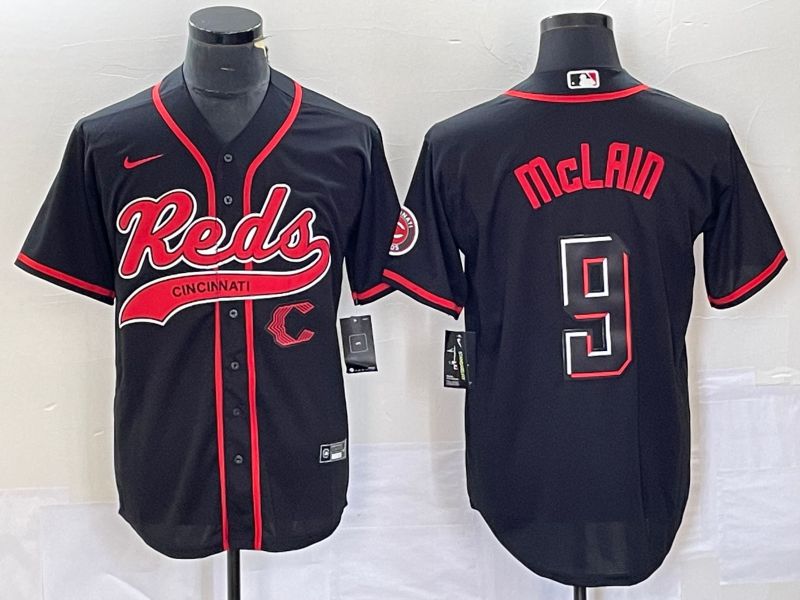 Men Cincinnati Reds #9 Mclain Black Co Branding Nike Game MLB Jersey style 4